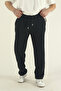 Men's Black Baggy Cut Knitted Fabric Wide Leg Sweatpants - 5