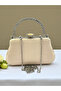 Color Glittery Satin Crystal Stone Handle Women's Evening Dress Bag - 5
