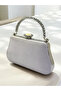 Color Glittery Satin Crystal Stone Handle Women's Evening Dress Bag - 2