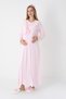 Women's Pink Special Lace Detailed Full Length Design Winter Long Sleeve Maternity Dressing Gown Nightgown Set - 5