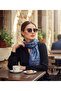 Blue Blossom Pattern Stylish & Elegant Women's Accessory Satin Scarf 30X165Cm