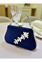 Color Glittery Satin Crystal Stone Handle Women's Evening Dress Bag - 2