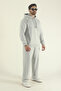 Men's Winter Cotton Hooded Sweatshirt Bottom Baggy Tracksuit Set-Grey