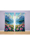 Rose and Lake Patterned 3D Digital Printed 2-Wing Background Curtain Living Room Hall Background Curtain