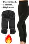 Women's Black Thermal Underwear Leggings – High Waist, Plush Fleece Inside, Ankle Banded, Winter - 2