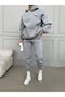 Unisex Men's Women's Flasenty Printed Oversized Smoke Gray 3 Thread K Hooded Tracksuit Set - 3