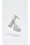 Silver Glitter Ankle-Strap Double Platform Chunky Heel Evening Dress Wedding Shoes 12cm - 4