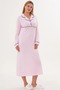 Women's Pink Piped Special Design Long Sleeve Maternity Nightgown with Nursing Feature