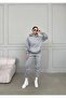 Unisex Men's Women's Flasenty Printed Oversized Smoke Gray 3 Thread K Hooded Tracksuit Set - 4