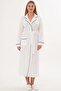 Women's Ecru Piped Belted Pocket Shawl Collar Special Design Cotton Long Dressing Gown - 2