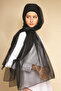 Sparkle Chiffon Hijab in Black Metallic - 3