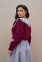 Burgundy Knitwear Sweater and Fisto Detachable Collar Two-Piece Set (Sweater-Collar) - 5