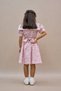 Vintage Girl's Collared Pink-Burgundy Floral Flared Dress - 3