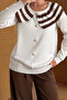 Women's Striped Collar Detailed Buttoned Knitwear Sweater - 2