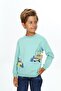 سويت شيرت Green Boy's Relax Fit Crew Neck خفيف الوزن ذو أكتاف منخفضة مطبوع - خيطين - 3