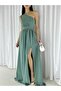 Imported Crepe Fabric One Shoulder Long Side Slit Dress 582160 Koymi̇nt