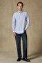 Luca Oxford Stretch Cotton Blend Comfort Fit Navy Button down Collar Men's Striped Shirt - 3