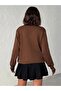 Women's Brown Collar Detailed Knitwear Blouse - 9