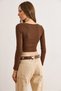 Women's Bitter Brown Lace Detailed Skirt Oval Stretchy Blouse Blz-19002872 - 3