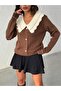 Women's Brown Collar Detailed Knitwear Blouse - 7