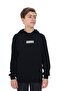 Black Boy's Relaxed Fit Hooded Pocket Lightweight Drop Shoulder Printed Sweatshirt - 2 Thread - 2
