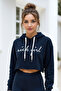 Women's Printed 100% Cotton Hooded Long Sleeve Crop Sweatshirt