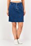 Women Washed Belted Denim Mini Skirt, Blue
