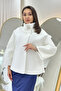 Women's Mock Neck Stone Detailed Evening Dress Fur Black, White - 6