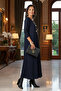 Navy Blue Slimming Tok Combed Cotton Dress with Hidden Pockets - 2
