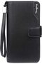 Men's Leather Wallet Long Card Holder Large Capacity with Coin Pocket Zipper BLACK