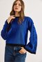 Women's Cobalt Blue Spanish Sleeve Patterned Knitwear Sweater Kzk-19000827 - 5