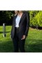 Siyah krep kumaş blazer