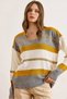 Women's Gray V-Neck Color Block Knitwear Sweater Kzk-19001024