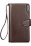 Men's Leather Wallet Long Card Holder Large CapacityPocket Zipper Rfid Blocking BROWN