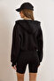 Women's Black Hidden Pocket Stitching Detailed Fleece-Lined Oversized Sweatshirt Swt-19000767 - 3