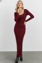 Women's Burgundy Ribbed Knit Maxi Dress - 2