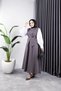 Gamze Skirted Belted Suit - Gray - 2