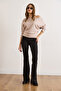 Women's Black Flared Size L Stretch Fabric Pants Pnt-19000375 - 2