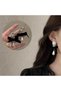 Hei Black Ribbon Detailed Stone Pearl Detailed Dangle Daily Wear Stylish Women's Accessory Earrings