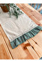 Natural Linen Rectangular Runner with Ruffles on Two Sides and Lace 50Cmx150Cm