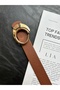 Maze Round Patterned Women's Gold Buckle Belt Waist Belt Coat Belt Dress Belt Trouser Belt - 3