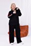 Large Size Striped Detail Zipper Suit - 5