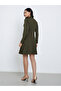 Olive Pleated Blazer Knee Length Dress - 5