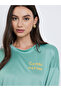 Women Green Slogan Print Long Sleeve T-Shirt - 4