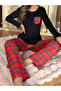 Checked Pocket Detail T-Shirt and Pyjama Set - 2