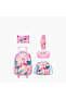 5-Piece Flamingo Print Trolley Backpack Set - 16 inches