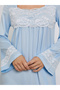 Blue Lace Insert Long Sleeve Nightdress - 3