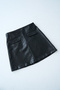 Women's Black Patterned Pocket Detailed Mini Leather Skirt - 6