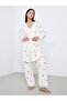 Pack of 3 - Cherry Print Lace Trim Fleece Rib Cami, Pyjama and Robe - 2