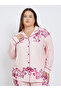 Plus Placement Floral Print Button Long Sleeve Shirt and Pyjama Set - 2
